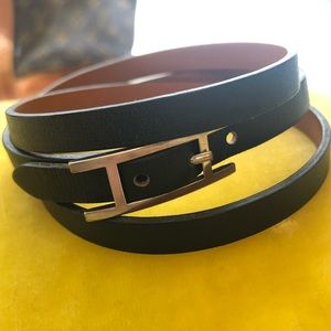 Hermès Hapi 3 Leather Wrap Bracelet